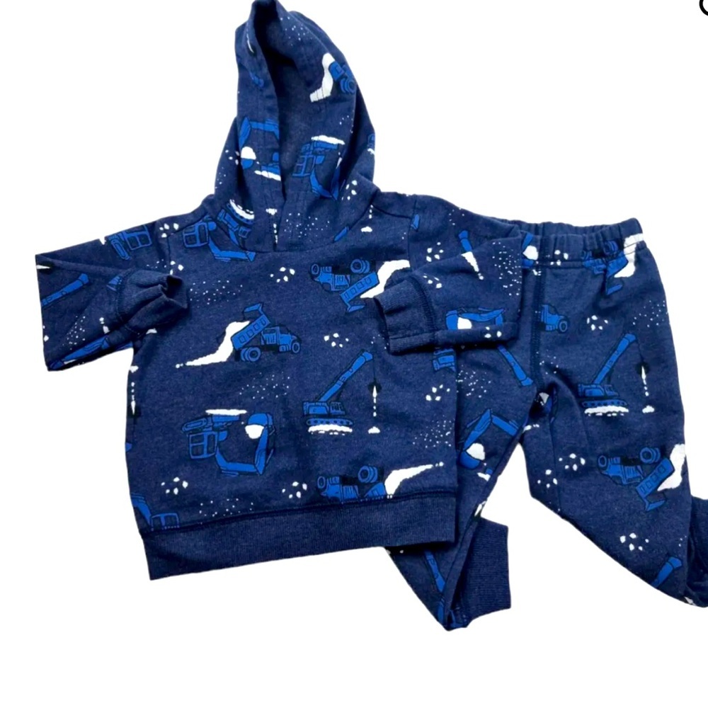 Carters Baby construction 2 piece hoodie and joggers Sz 12 month - Picture 3 of 5